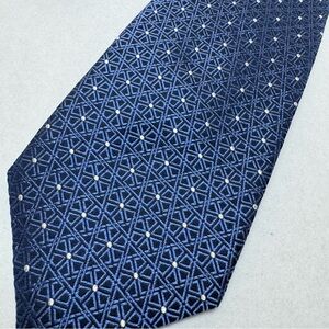 Charles Tyrwhitt Necktie Blue Geometric Silk Tie Menswear Fashion Blue Silver